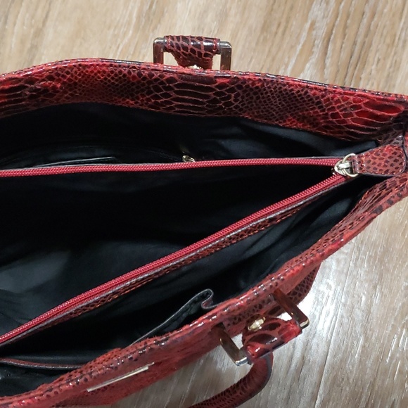 Anne Klein Reptile Textured Large Shoulder Bag / Tote Retro Soft Travel Storage - Picture 8 of 11